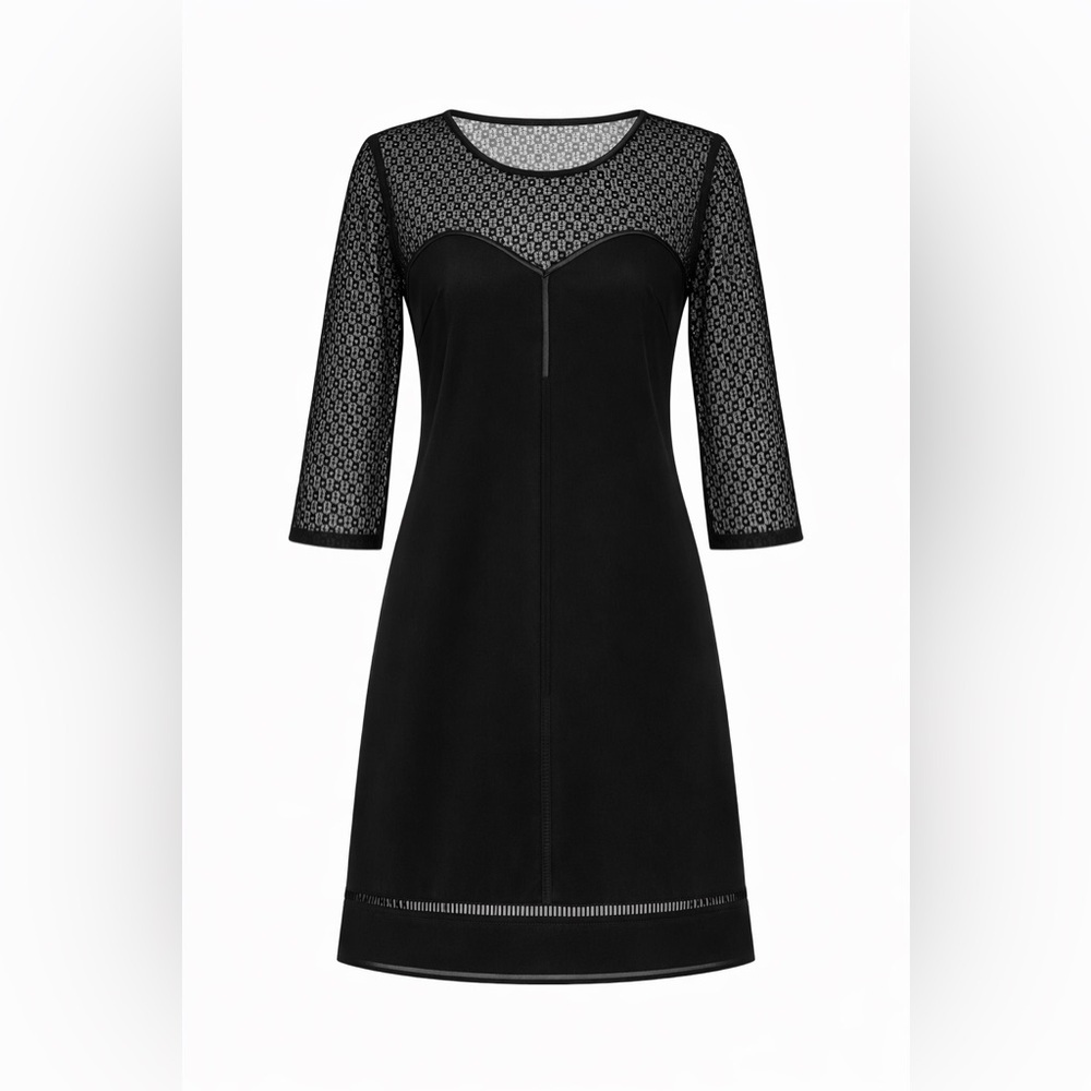 Axara | M | Black Lace Yoke A-Line Dress